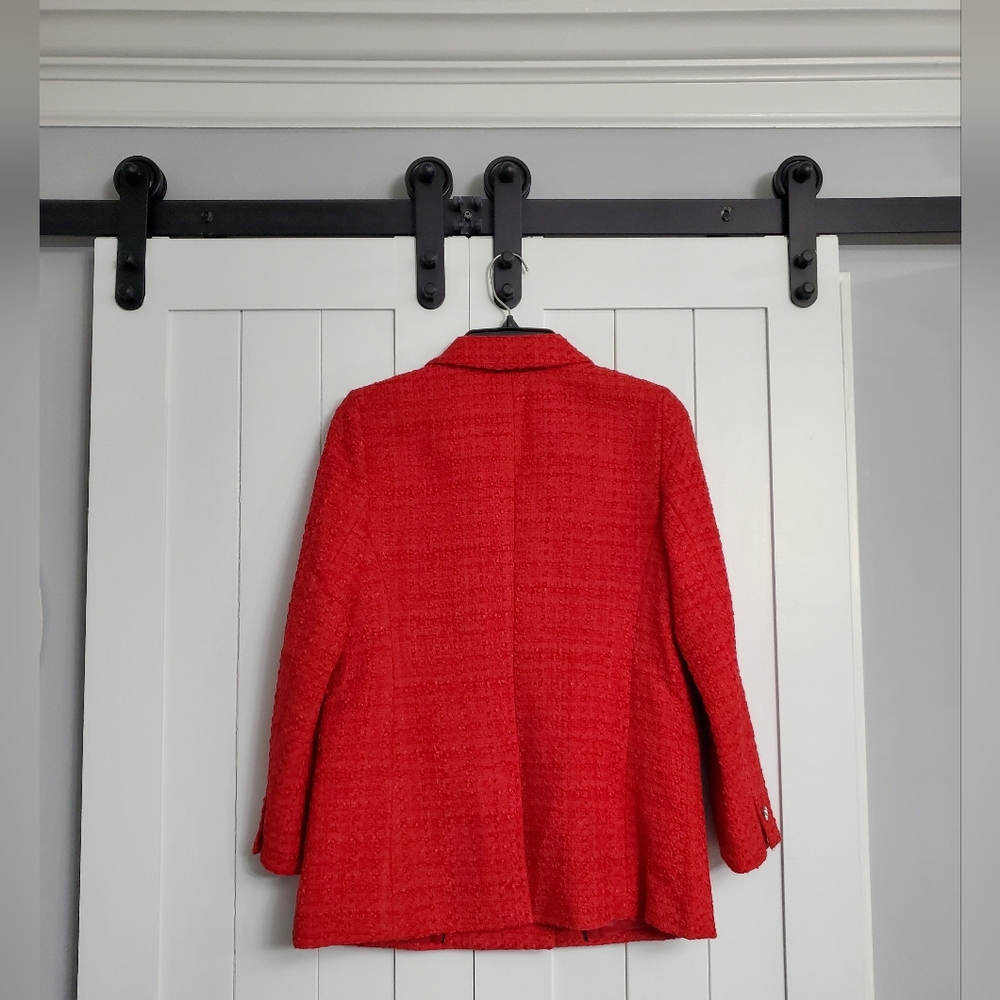 Talbots Vibrant Red Blazer with Silver Buttons - Picture 2 of 6